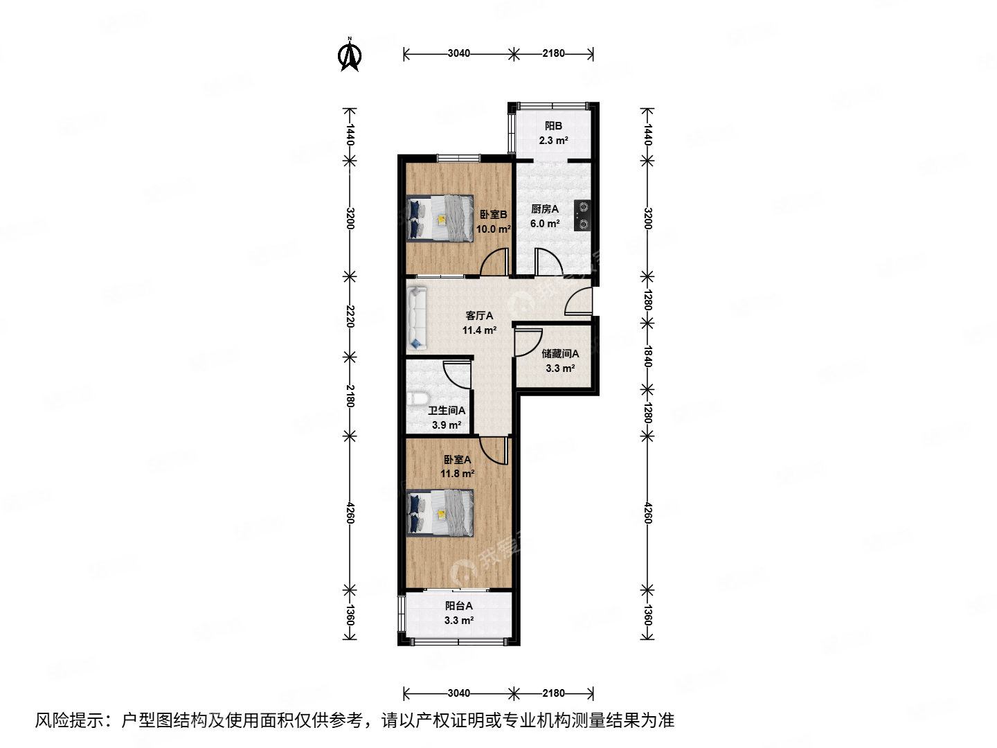 皓月苑2室1廳1衛(wèi)67.02㎡南北195萬(wàn)