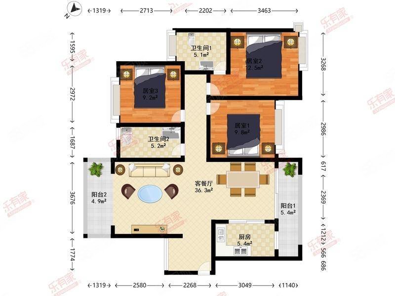 富善花园3室2厅1卫104㎡南北50万