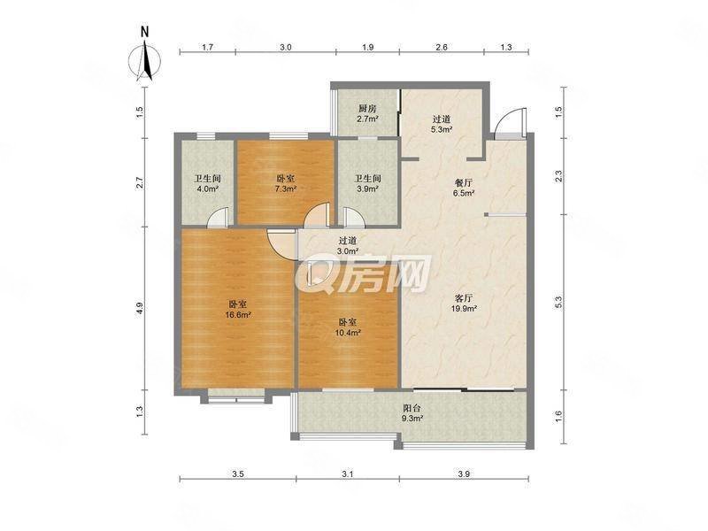 兰埔花园3室2厅2卫106㎡南北215万