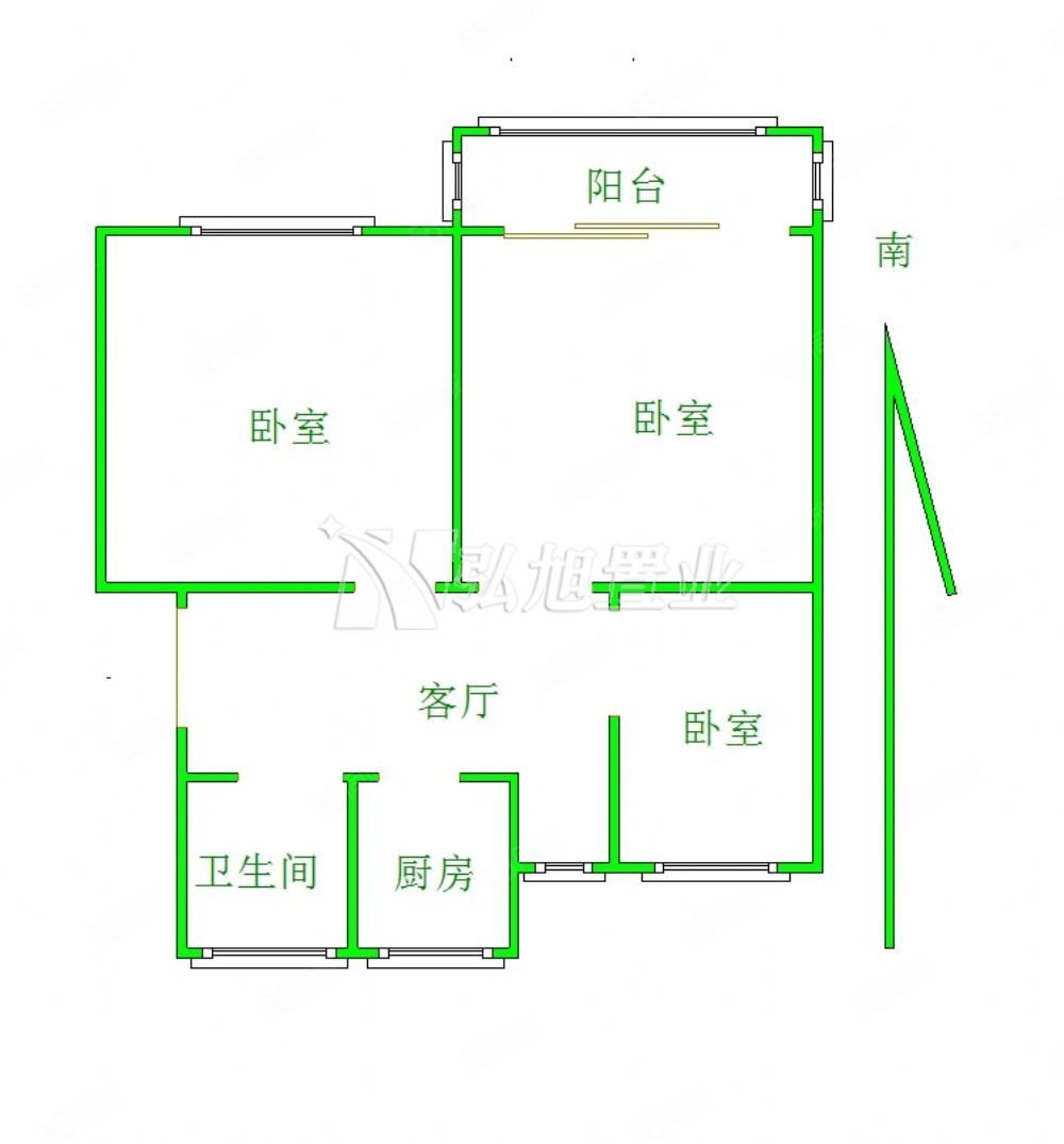 扬子十二村3室1厅1卫66㎡南北82万