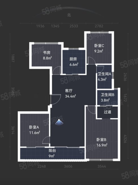 万科东晟府4室2厅2卫127.02㎡南北369万