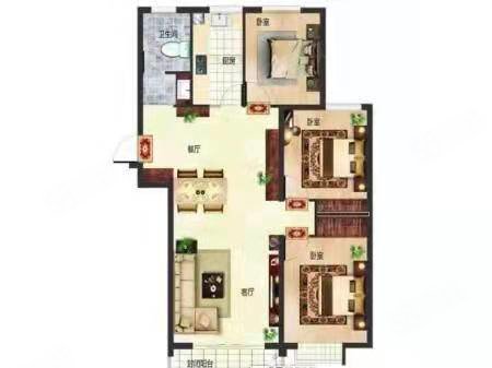 紫钰花园3室2厅1卫117㎡南北79万