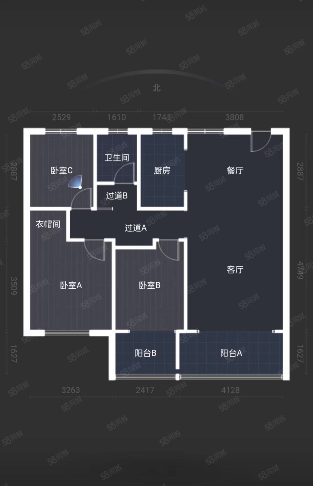 永和新区3室2厅1卫121㎡南北69.8万