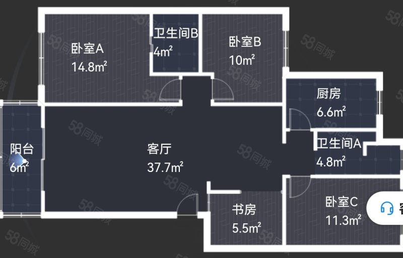 鹿鸣岛花园夏雨苑4室2厅2卫119㎡南北80万