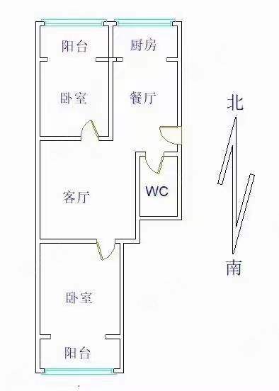 钟楼大街56号院2室2厅1卫75㎡南北39.5万