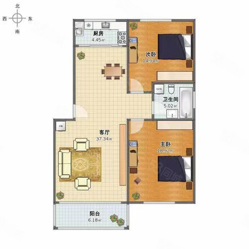 天信小区2室1厅1卫70㎡南北35.5万