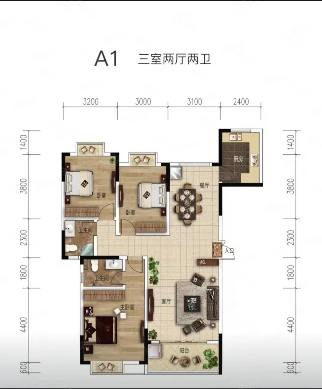 畔山林语4室2厅2卫147㎡南北70.8万