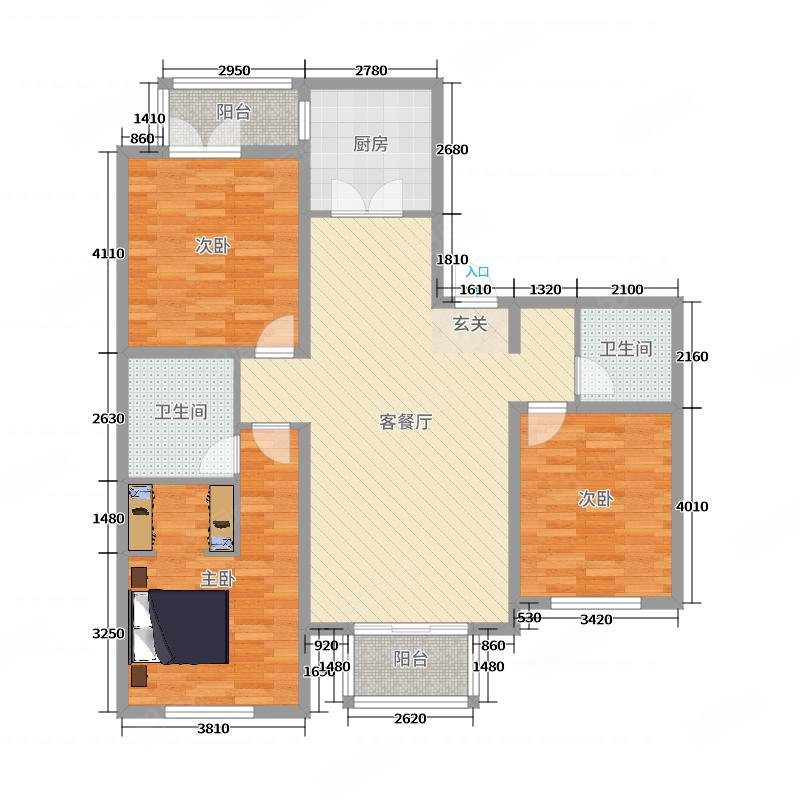 唐轩公馆3室2厅2卫126.01㎡南北93万