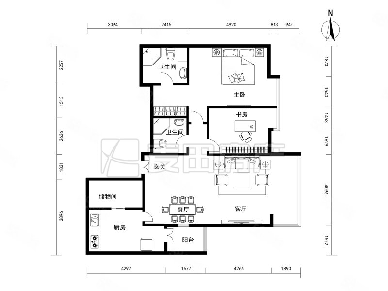 博雅园2室2厅2卫125.49㎡东1030万