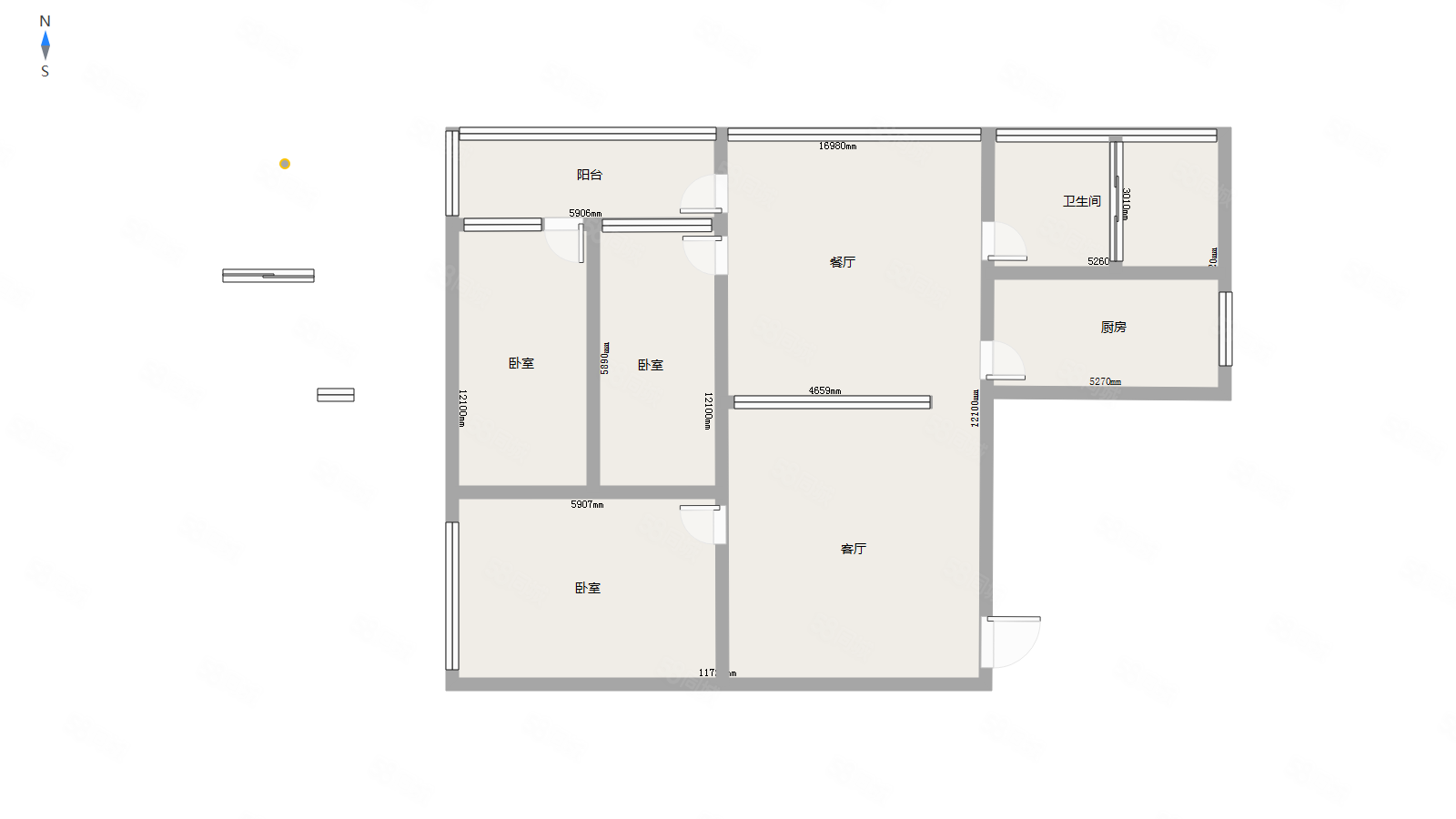 农业发展银行家属楼3室2厅1卫166.98㎡南北66万