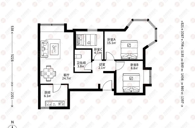 华业玫瑰郡3室1厅94.69㎡438万二手房图片