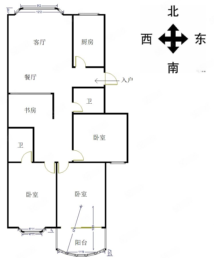 巴黎之春4室2厅2卫129.78㎡南北336万