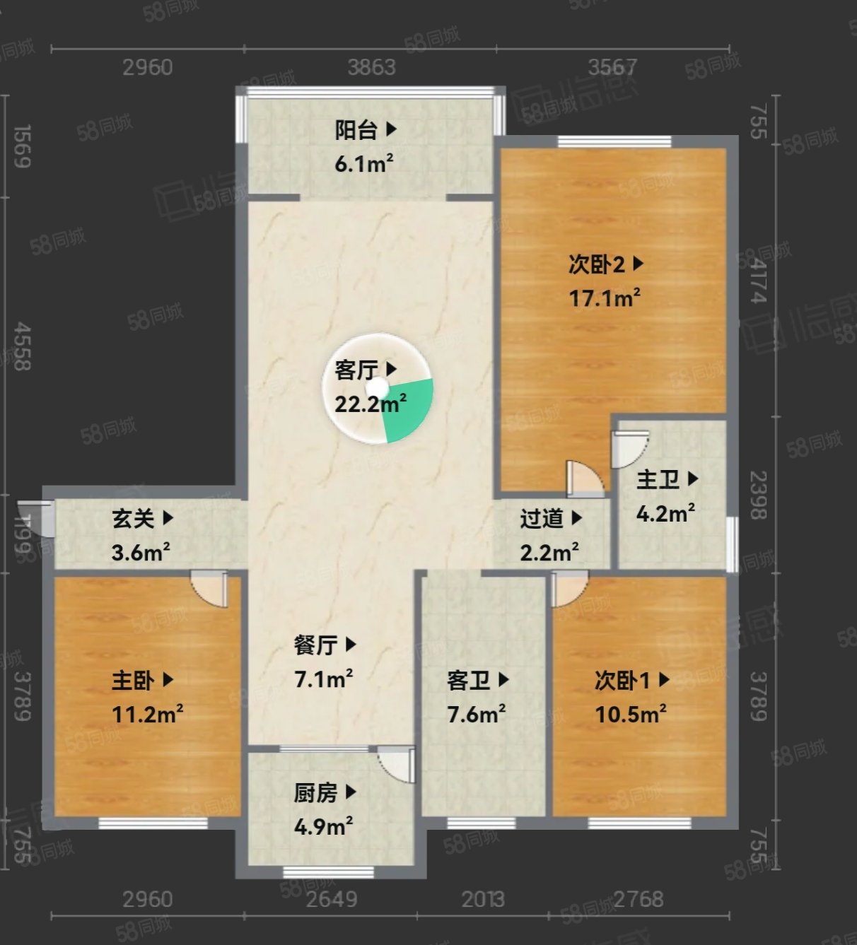 金雀新城(B区)3室2厅2卫138㎡南北149.8万