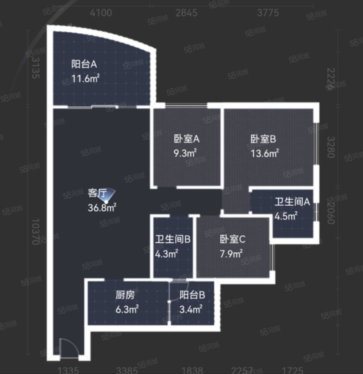 尚西花郡3室2厅2卫115.19㎡南120万