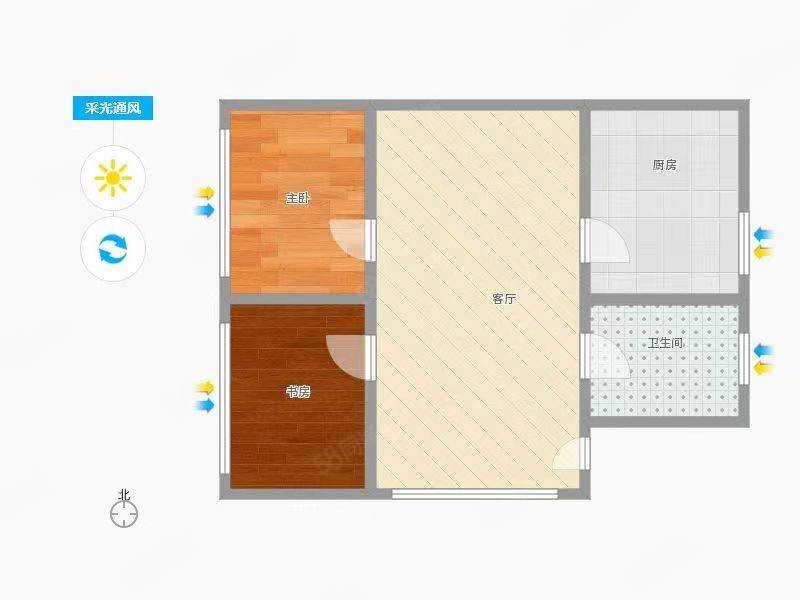 时代广场2室1厅1卫61㎡南北18.28万