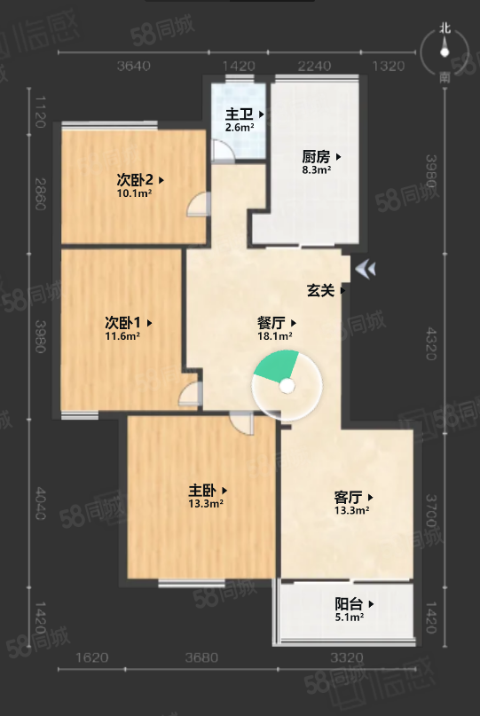 繁裕三村3室2厅1卫103㎡南240万