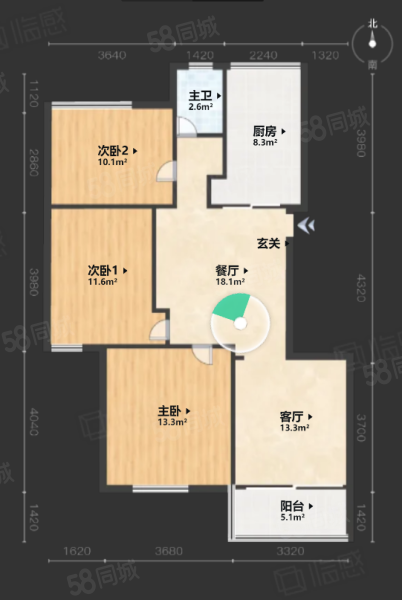 繁裕三村3室2厅1卫103㎡南240万