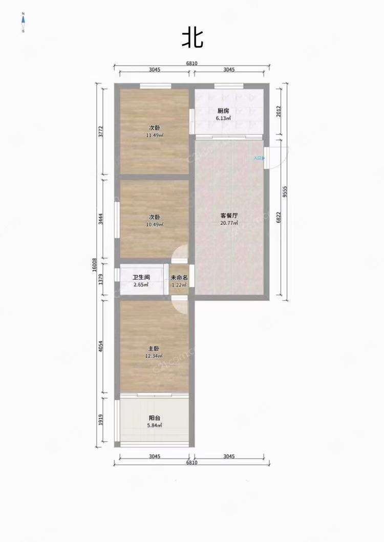 新南大楼3室1厅1卫74㎡南北140万