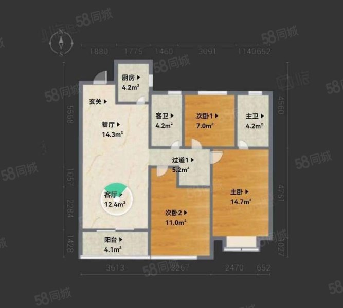 海曙金茂府3室2厅2卫115㎡南480万