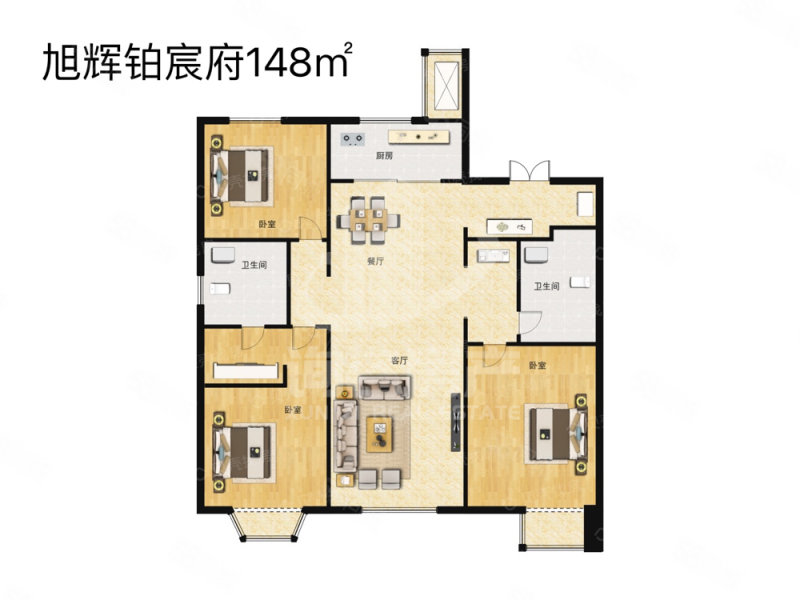 旭辉铂宸府3室2厅2卫146.19㎡南北230万