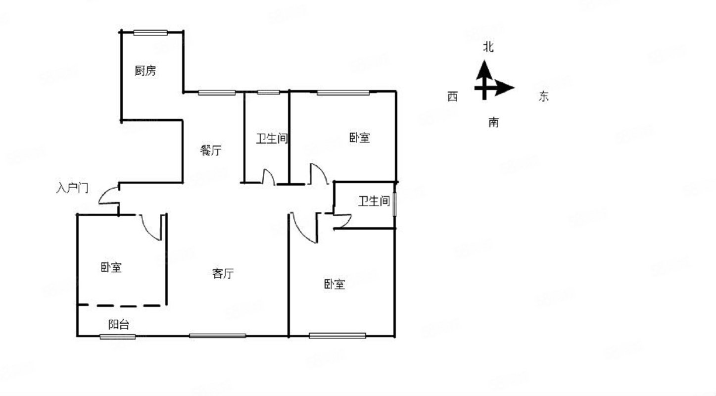 紫宸名郡3室2厅2卫145㎡南北118万