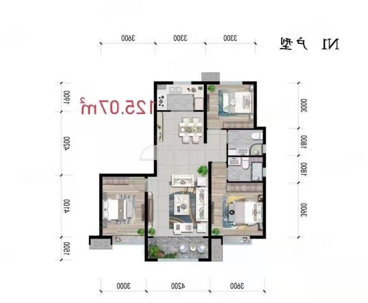 富家花园3室2厅2卫130㎡南北132万