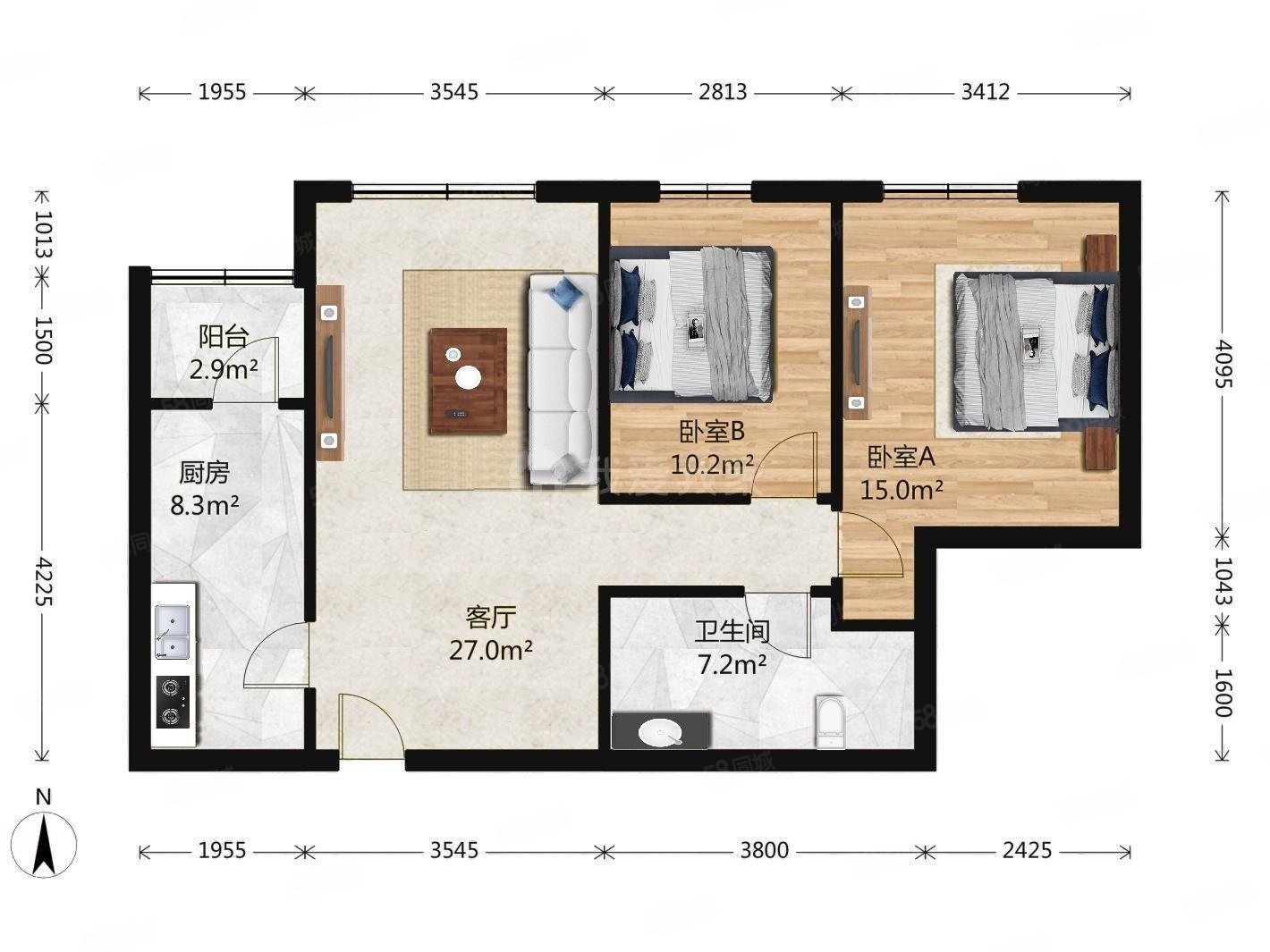 樂府江南2室1廳1衛(wèi)81.49㎡北526萬