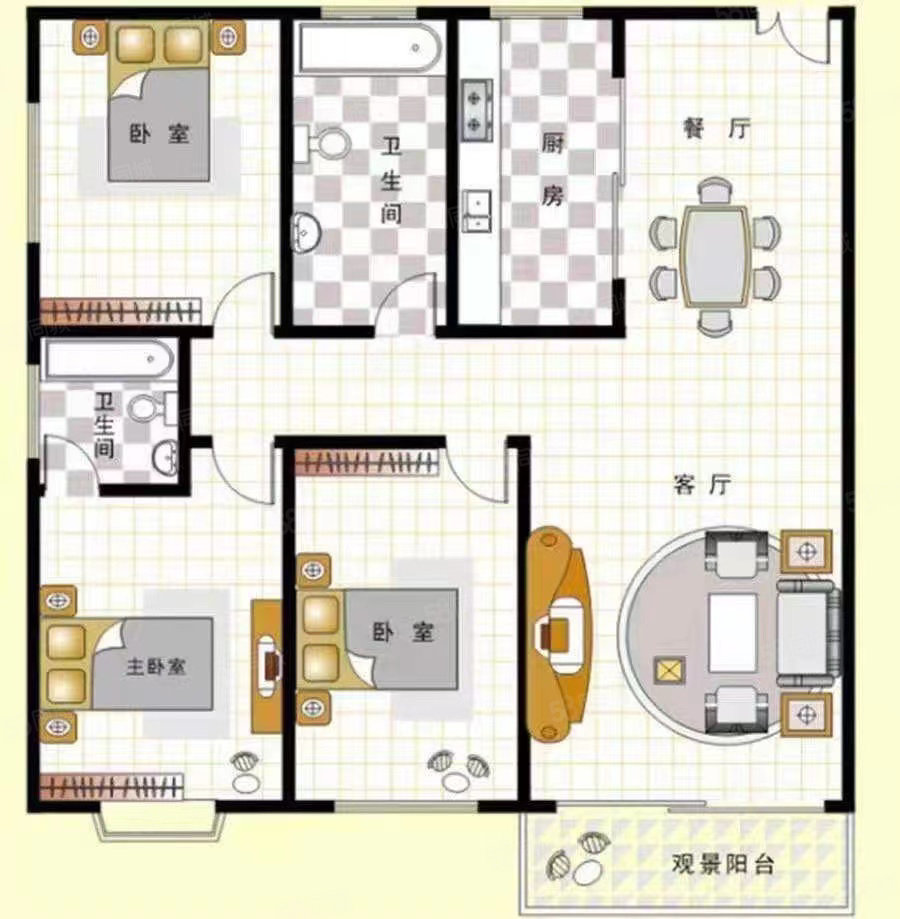 北国经典3室2厅2卫137㎡南北64万