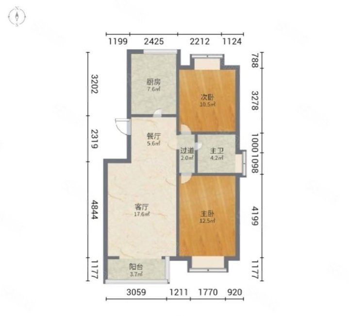 顺鑫澜庭2室1厅1卫86㎡南北158万