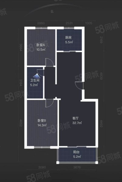 泡崖四区2室1厅1卫89.21㎡南北94万