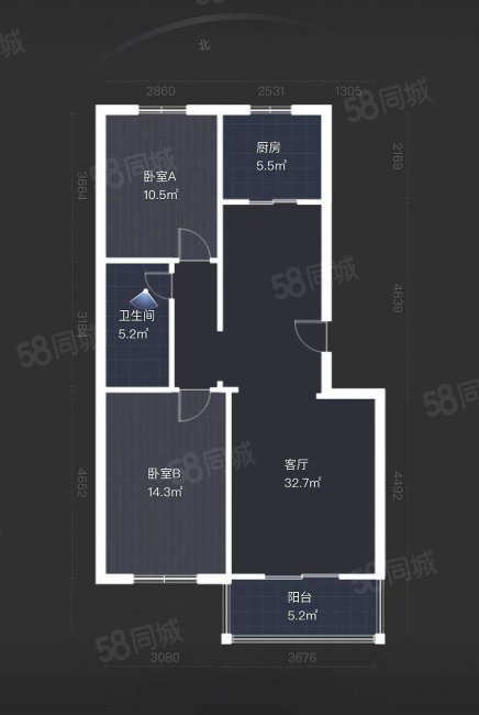 泡崖四区2室1厅1卫89.21㎡南北94万