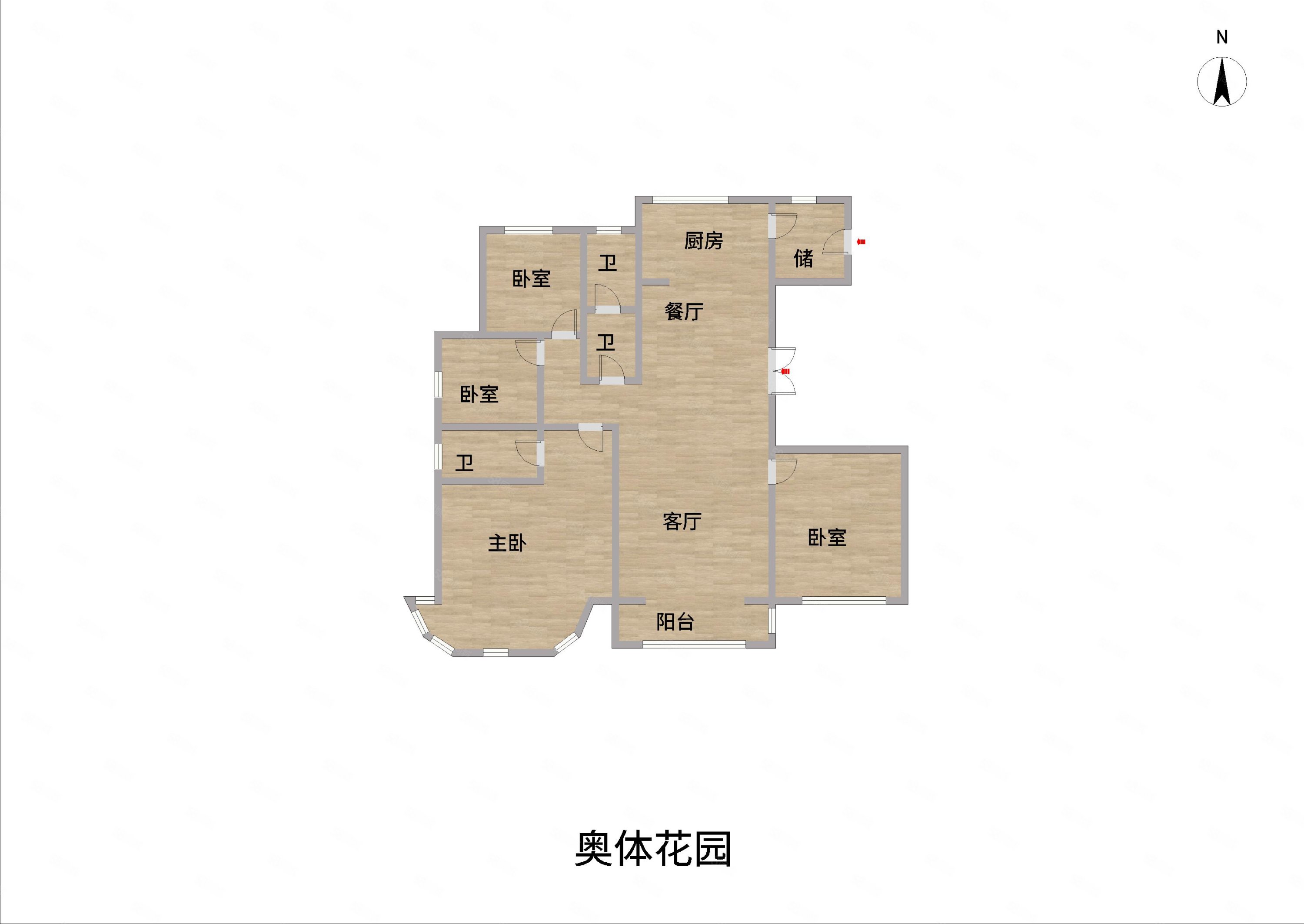 无过户费可贷款奥体花园4室南北通透飞机户型无绑定
