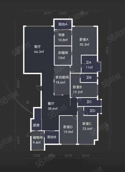 盛东江山赋6室3厅4卫325.3㎡南北999万