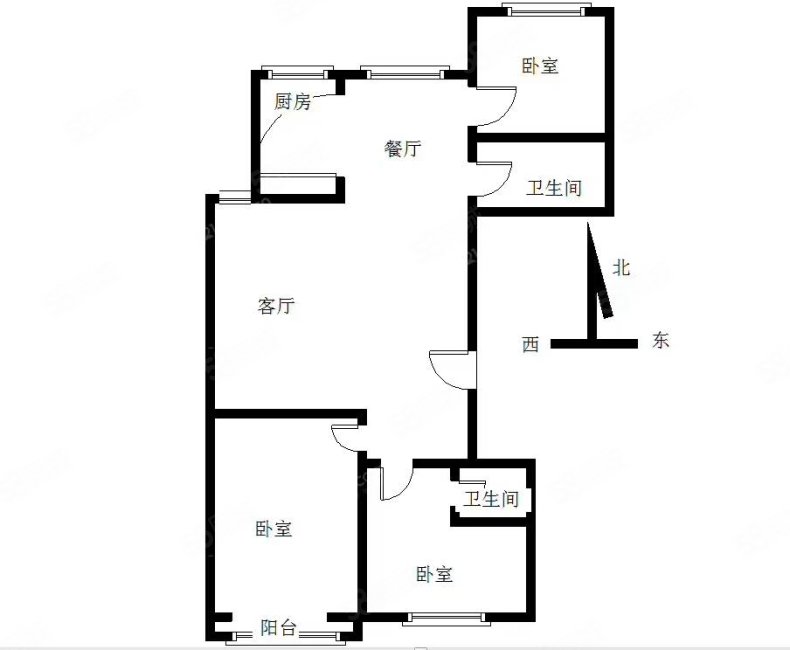 七一八所社区3室1厅1卫72㎡南北135万