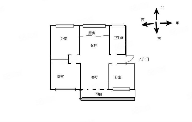 富贵牡丹园3室2厅1卫141㎡南北88万