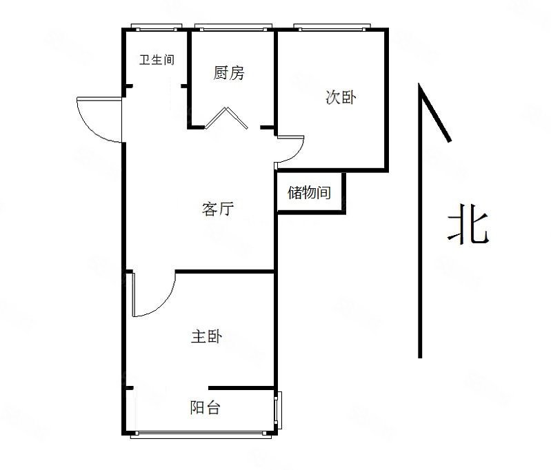 可苑新村2室1厅1卫58㎡南北96万