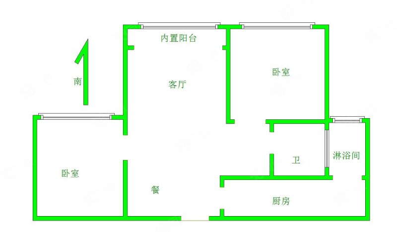 美隆国际城2室2厅1卫90㎡南北66万