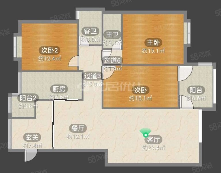 青麓雅园3室2厅2卫117㎡南北81万