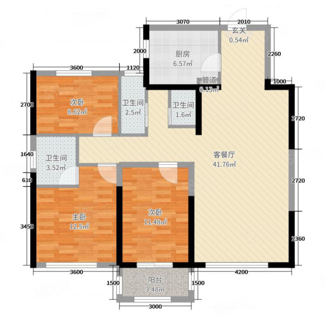 御景华庭3室2厅2卫137㎡南北124万