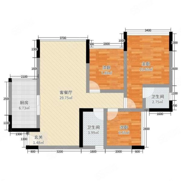 华商墨香郡3室2厅2卫118㎡南北50.8万