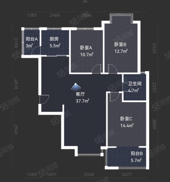 明珠南苑二期3室2厅1卫126.09㎡南北72万