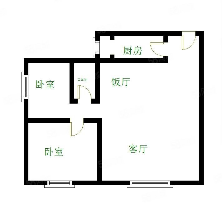 领地悦邛海2室2厅1卫76㎡南北98万