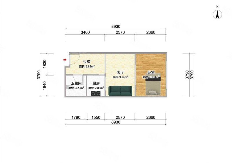 爱俪舍1室0厅1卫47.7㎡东南65万