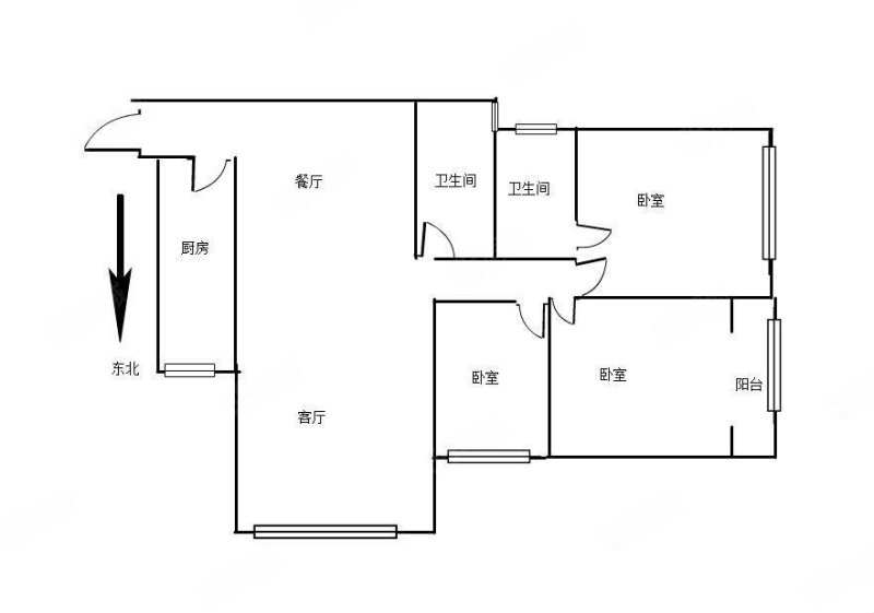 松涛水岸花都3室2厅2卫108㎡南北57.6万