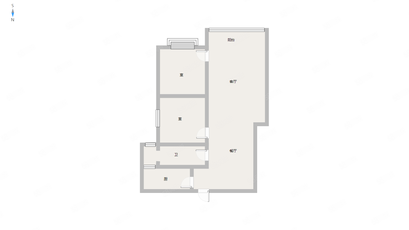 天麟汇景园2室2厅1卫78㎡南北59万