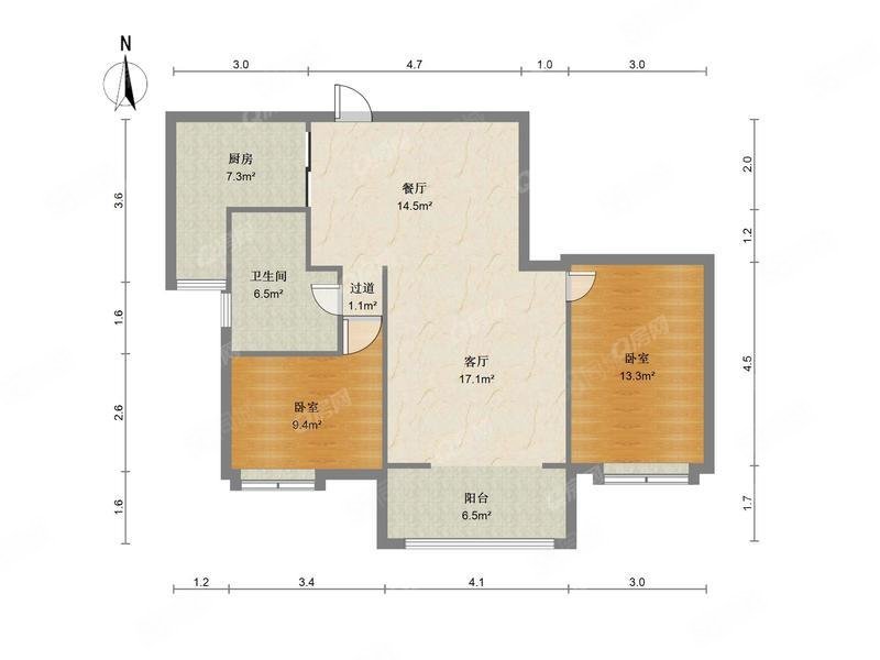 金安家园2室2厅1卫84.37㎡南188万