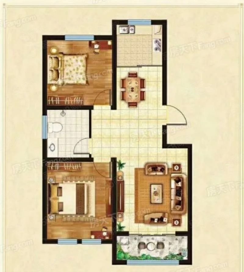 金府花园2室2厅1卫86.68㎡南北55万