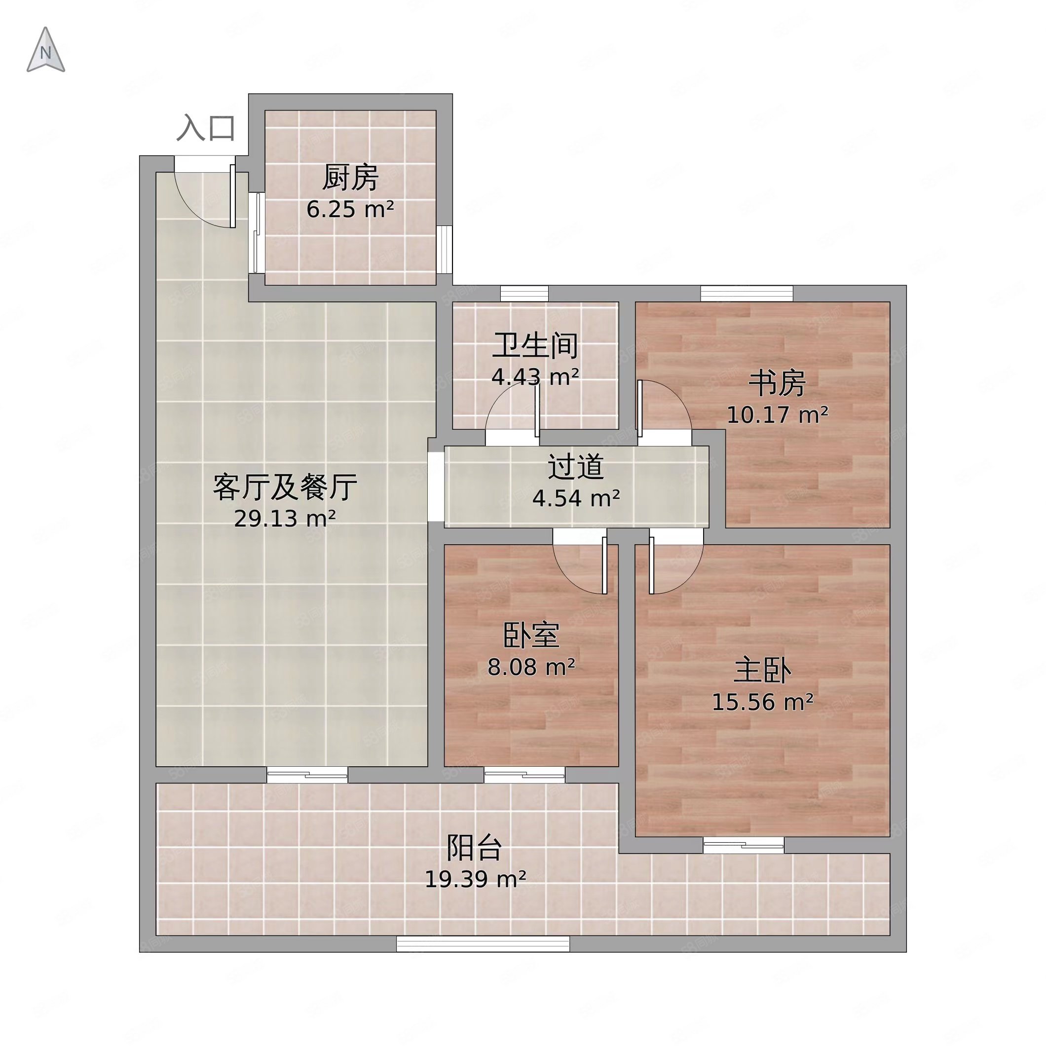 朗川水云间3室2厅2卫120㎡南北61.8万