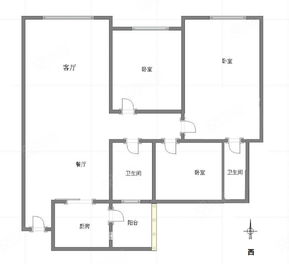 滨江和城3室2厅2卫91.31㎡西北175万