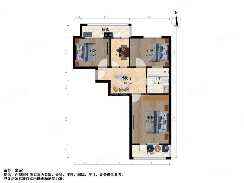 邮电宿舍(邮电后街)3室2厅1卫81㎡南北150万